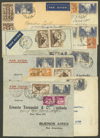 FRANCE: 8 Airmail Covers Sent To Argentina By Aeropostale Between 1934 And 1937, Nice Postages, Very Good Lot! ATTENTION - Sonstige & Ohne Zuordnung