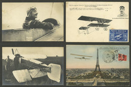 FRANCE: AVIATION: 4 Old Postcards With Very Good Views Of Aviators And Airplanes, One With Attractive Cinderella "Paris- - Sonstige & Ohne Zuordnung