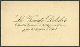 FRANCE: Personal Card Of Viscount DELALOT, Havas Agency Director For South America, Passenger Of The First Flight Buenos - Sonstige & Ohne Zuordnung