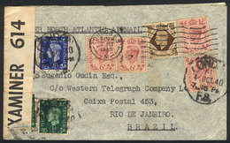 GREAT BRITAIN: Airmail Cover Sent From London To Brazil On 4/OC/1940, Handsome Postage, Censored, Small Defect, VF Appea - Sonstige & Ohne Zuordnung