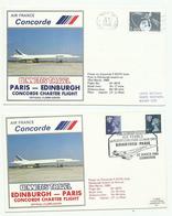 1980 Concorde 1er Vol Paris Edinburgh + Retour, 2 Enveloppes Avec Certificats - First Flight Covers