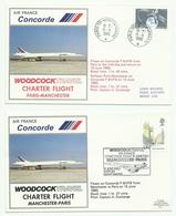 1980 Concorde 1er Vol Paris Manchester + Retour, 2 Enveloppes Avec Certificats - First Flight Covers