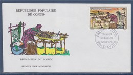 = Enveloppe 1er Jour République Populaire Du Congo Préparation Du Manioc Travaux Ménagers Brazzaville 8 Sept. 75 - FDC