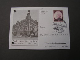 Fürth Hotelkarte , Gelocht Mit SST Zag Der Briefmarke 1842 - Fürth