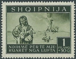 1944 OCCUPAZIONE TEDESCA ALBANIA PRO SINISTRATI 1 F MNH ** - RB41-6 - Deutsche Bes.: Albanien