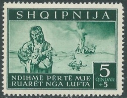 1944 OCCUPAZIONE TEDESCA ALBANIA PRO SINISTRATI 5 Q MNH ** - RB41-6 - Deutsche Bes.: Albanien