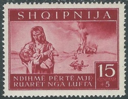 1944 OCCUPAZIONE TEDESCA ALBANIA PRO SINISTRATI 15 Q MH * - RB41-6 - Occ. Allemande: Albanie