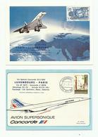 1982 Concorde, Vol Special Paris-Luxembourg + Retour, 2 Cartes - First Flight Covers