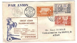 Senegal Lettre Avion St Louis Atar Mauritanie 1946 Airmail Cover Brief Belege Correo Aereo Exposition New York - Lettres & Documents