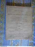 LISTE OFFICIELLE DES ABONNES AUX RESEAUX TELEPHONIQUES REGION SUD EST 1917 Imp NATIONALE ANNUAIRE TELEPHONE - Telephone Directories