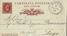 INTERO REGNO  VITTORIO EMANUELE II EFFIGE REALE 10 CENT 1879 RUSSI X LUGO - Postwaardestukken