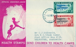 1948 , NUEVA ZELANDA , WELLINGTON , HEALTH STAMPS SEND CHILDREN TO HEALTH CAMPS - Storia Postale