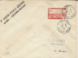 23-7-46 - 1ère Liaison Postale Aérienne / ALGER-COLOMB-BECHAR -Saulgrain 361 -arrivée Au Dos - Airmail