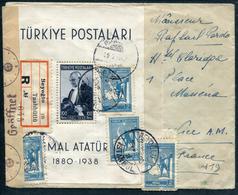 TURQUIE - N° 964 (4) + BF N° 1 / LR DE BEYOGLU LE 29/9/1942 POUR NICE AVEC CENSURE - TB & RARE - Storia Postale