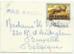 Petite Enveloppe (format Carte De Visite) Affr. à 6Fr50 ELISABETHVILLE Par Avion Vers Bruxelles - Verso : Superbe Vignet - Katanga