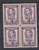 SOMALILAND 1938 6a IN MINT BLOCK OF 4 SG 98 X 4 (2 Stamps Are Unmounted Mint;2 Stamps Are Lightly Mounted Mint) Cat £64 - Somalilandia (Protectorado ...-1959)