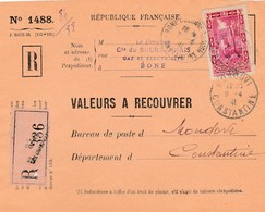 Valeur à Recouvrer : Bone Pour  Mondovi Devant De Lettre - Lettres & Documents