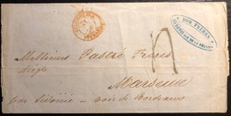 Réunion Lettre St Denis Du 11 Aout 1855 Taxe Tampon Dateur Rouge D'entrée "colonies Fra Pauillac" Intéressant ! - Cartas & Documentos