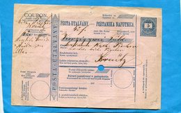 Marcophilie+COUPON-entier   Postal --utalvany- 5-postanska Naputnica-années 1870+ - Postpaketten