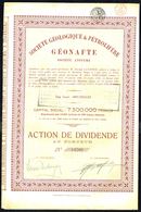 Société Géologique & Pétrolifère GEONAFTE S.A. - Action De DIVIDENDE AU PORTEUR - 18.000 EA - 1923 - Bruxelles. - Aardolie