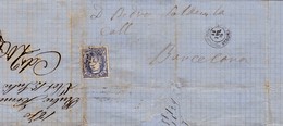 Año 1870 Edifil 107 50m   Efigie Carta    Matasellos Olot Gerona - Lettres & Documents