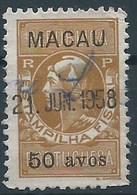 MACAU REVENUE STAMPS 1940'S 50 AVOS USED WITH CLEAR DATE CANCELATION - Sonstige & Ohne Zuordnung
