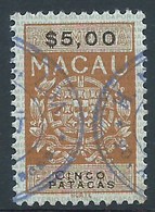 MACAU REVENUE STAMPS 1960'S\1970'S - 5 PATACAS FINE USED - Other & Unclassified