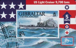 Nº 49 TARJETA DE GIBRALTAR DE UN SELLO CON UN BARCO (SHIP-STAMP)  NUEVO-MINT - Gibilterra