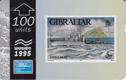 Nº 40 TARJETA DE GIBRALTAR DE UN SELLO CON UN BARCO 100 UNITS  NUEVO-MINT (STAMP-SHIP) - Gibilterra