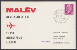 Mi-Nr. PP10 D2/03, "Malev", 1971, Pass. Stempel, Mit Ankunft - Privatpostkarten - Gebraucht
