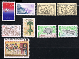 ANDORRE FRANCE Lot 1989 N°376 377 EUROPA CEPT 378 379 380 Croix Rouge 381 382 383 384 - Gebraucht