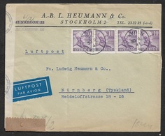 1941 SWEDEN - AIRMAIL LUFTPOST To NÜRNBERG, GERMANY - GERMAN CENSOR STRIP B Berlin - Brieven En Documenten