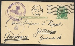 1940 U.S 1c PRIVATE POSTAL STATIONERY CARD - To GERMANY - DOUBLE CENSOR GB And GERMAN OKW - Lettres & Documents