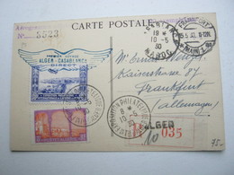 1930 , ALGER ,  Carte Postale Aerien, Recommandee  A Allemagne - Airmail