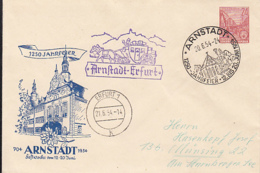 ARNSTADT TOWN ANNIVERSARY, 5 YEAR PLANS, COVER STATIONERY, ENTIER POSTAL, 1954, GERMANY - Enveloppes - Oblitérées