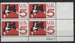 US 1966,Dogs,Plate Block, Scott # 1307, VF MNH** - Plaatnummers