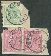 N°45-46(2) - Affr. Cà 25c.  Obl. Sc LAEKEN 3 Juin 1887 Sur Fragment - 14993 - 1884-1891 Leopold II