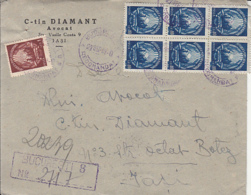 84150- REPUBLIC COAT OF ARMS STAMPS ON REGISTERED COVER, 1949, ROMANIA - Covers & Documents