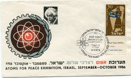 ISRAEL ENVELOPPE ILLUSTREE "ATOMS FOR PEACE EXHIBITION ISRAEL SEPTEMBER - OCTOBER 195 " AVEC OBL. RISHON LE ZION 10-9-56 - Albert Einstein