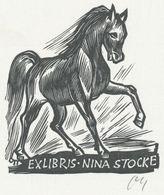 Ex Libris Nina Stocke - Herbert Ott (1915-1987)   Monogram - Ex Libris