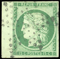 O N°2 - 15c. Vert. Obl. BdeF. TB. - 1849-1850 Ceres