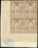 ** N°69 - 30c. Brun Clair. Bloc De4. CdeF Total Avec Cachet ''Contrôle TP''. Centrage Exceptionnel. Pièce De Rêve. SUP. - 1876-1878 Sage (Typ I)