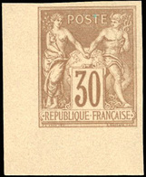 * N°80c - 30c. Brun. Granet. ND. Type II. Coin De Feuille. SUP. - 1876-1878 Sage (Typ I)