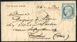 O N°37 - LE DUQUESNE. 20c. Siège Obl. étoile 1 S/Gazette Des Absents N°22 Frappée Du CàD De PARIS - PL. DE LA BOURSE Du  - Krieg 1870