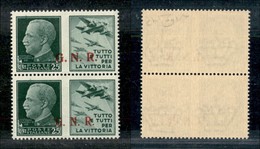 RSI - G.N.R. BRESCIA - 1943 - Secondo + Terzo Tipo - 25 Cent Aviazione (15/Id + 15/IId) Coppia Con Soprastampe A Destra  - Other & Unclassified