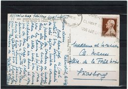 LCTN59/ALS 2 B - CPA MONTE CARLO / STRASBOURG 16/9/1948 - Storia Postale