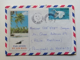 Courrier Aérien Polynesie Française Vers Monaco Oblitéré Avec Flamme 1983 - Briefe U. Dokumente