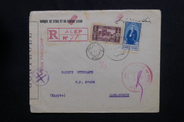 SYRIE- Enveloppe En Recommandé De Alep Pour Alexandrie En 1943 Avec Contrôle Postal, Affranchissement Plaisant - L 50970 - Covers & Documents