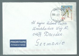 LETTER LETTRE COVER POSTAL HISTORY KRETINGA LIETUVA TO GERMANY SKI BIATHLON SALT LAKE 2002 - Winter 2002: Salt Lake City