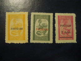 MACAU 1951 Tax Taxe Yvert 53/5 * Hinged No Gum Porteado Overprinted (Cat 2008 6,75 Eur) Macao China Portugal Area - Timbres-taxe